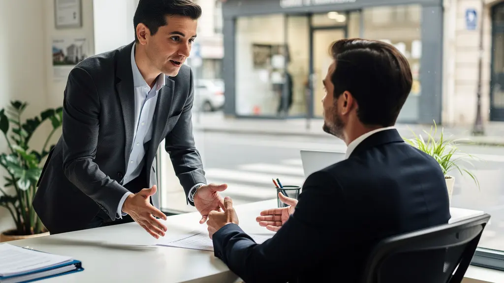 Conseiller immobilier expliquant les critères de financement à un client