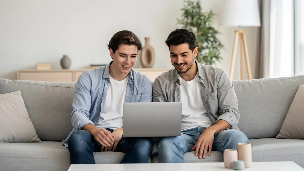 Couple consultant ensemble un simulateur de capacité d'emprunt sur ordinateur portable